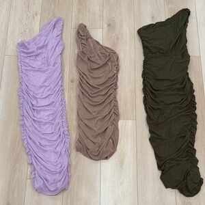 3 Amazon dress bundle One-Shoulder Ruched Dress